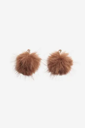 Crystal Stud Pompom Earrings